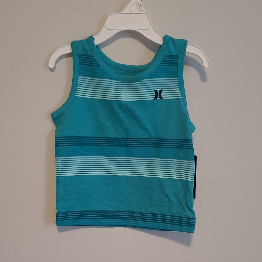 Hurley Kids Teal and Navy Striped Tank Top - Picture 2 of 10